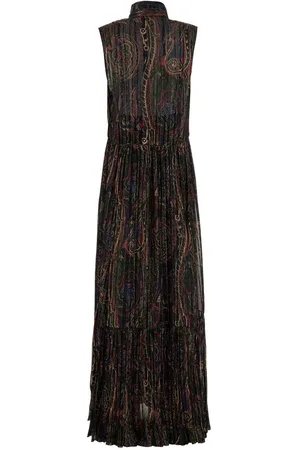 Saint Laurent Printed Silk Blend Long Dress