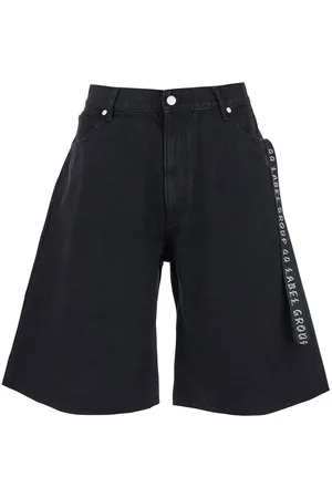 44 Label Group Bermuda Pants With Tie Detail On The Front And Logo Embroidery On The Rear In Denim Man