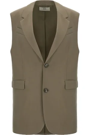 Ami Dove Grey Wool Oversize Long Vest