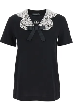 Dolce & Gabbana T-shirt With Bow On The Front And Lace Details In Cotton Woman