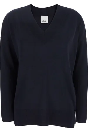 Allude Blue Sweater With V Neck In Wool Woman