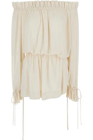 Saint Laurent Off-shoulder Dress With Tight Waist In Viscose Woman