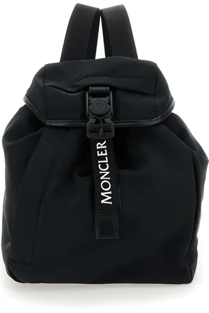 Moncler Trick Black Backpack With Logo Print In Nylon Woman