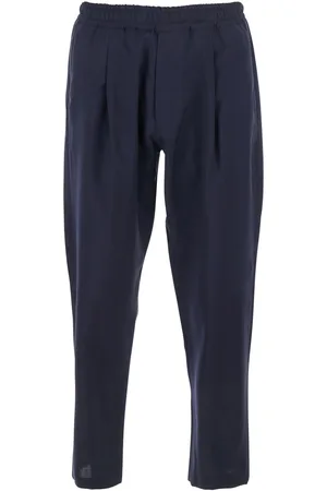 LOW BRAND Blue Pants With Elastic Waist And Patch Pockets On The Back In Wool Man