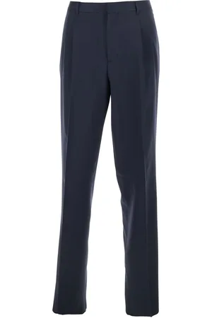LARDINI Blue Tailored Trousers With Double Pence In Virgin Wool Man