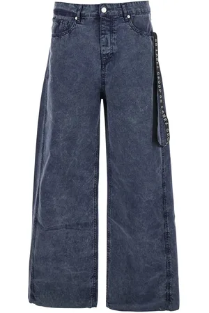 44 Label Group Jeans With Tie Detail With Logo On The Front And Logo Patch On The Rear In Denim Man