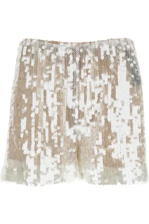 FEDERICA TOSI Metallic Sequin Shorts With Net Design In Tech Fabric Woman