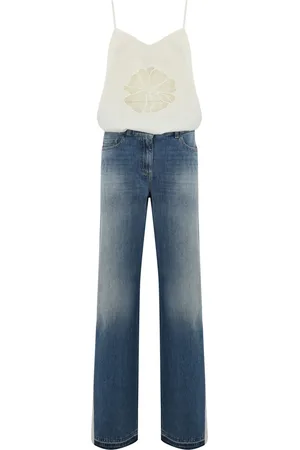 Elisabetta Franchi Trompe-loeil Jumpsuit In Denim And Crepe