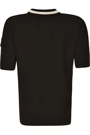 Moncler Stripe Collar Logo Patched Polo Shirt