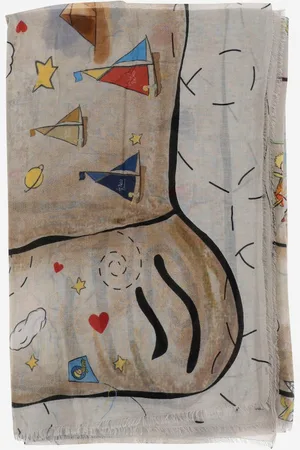 Faliero Sarti Silk Blend Scrol Scarf With Little Prince Pattern