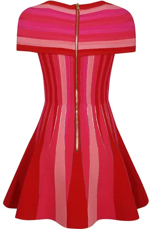Balmain Ss V-neck Rolled Flare Short Dress