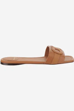 Salvatore Ferragamo Leather Flat Sandals With Logo