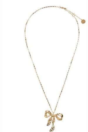 Self-Portrait Gold-colored Necklace With Lobster Clasp And Bow Design In Brass Woman
