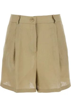 SEMICOUTURE Shorts With Belt Loops And Button Closure In Linen Woman