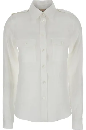 SEMICOUTURE Shirt With Pointed Collar And Patch Pockets On The Chest In Linen Woman