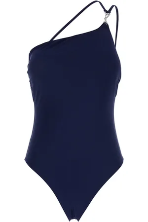 Tory Burch Blue One-shoulder Swimsuit With U-neck On The Back In Tech Fabric Woman