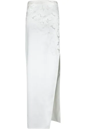 GENNY Long Flower Satin Skirt In