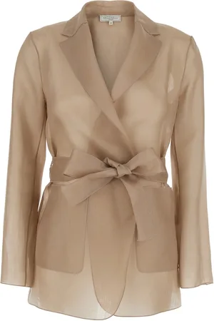 ANTONELLI James Beige Jacket With Notched Revers And Adjustable Belt Closure In Silk Woman