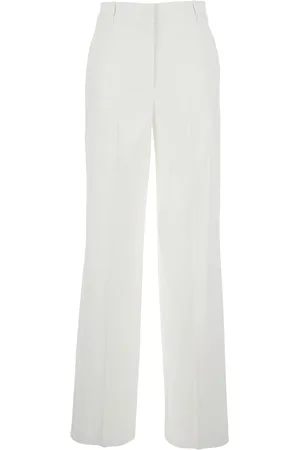 THEORY High Waisted Pants With Crinkled Effect In Linen And Viscose Stretch Blend Woman