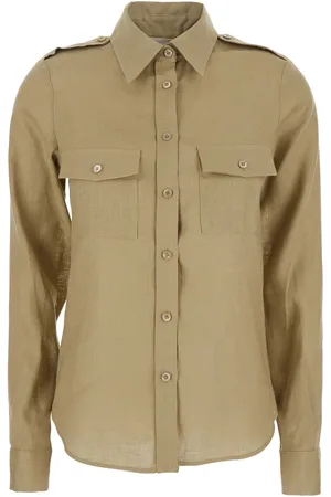 SEMICOUTURE Shirt With Pointed Collar And Patch Pockets On The Chest In Linen Woman