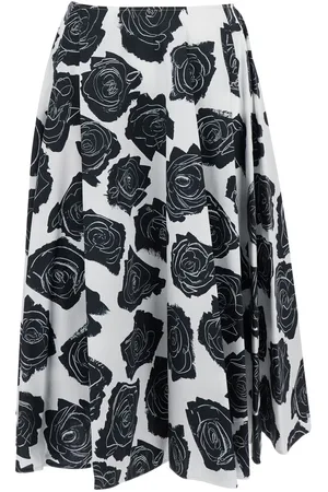Marni Luna Multicolor Skirt With All-over Floral Print In Cotton Woman