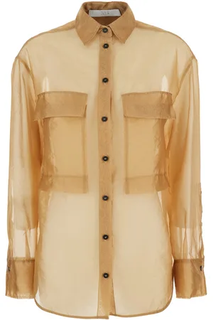 TELA Thelma Shirt With Semi-transparent Design And Patch Pockets On The Chest In Tech Fabric Woman