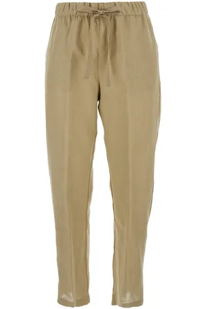 SEMICOUTURE Pants With Elastic Waist With Drawstring In Linen Woman