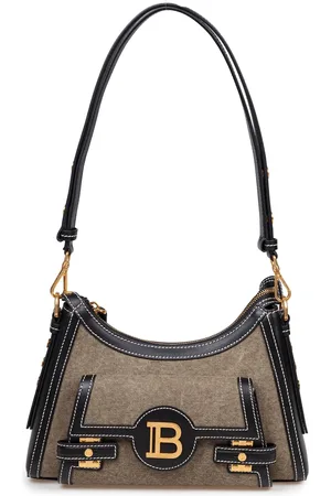 Balmain Borsa B-buzz Hobo In Tele E Pelle Colore Kaki E Noir