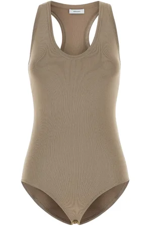 Salvatore Ferragamo Dove Grey Stretch Viscose Blend Bodysuit