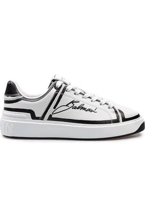 Balmain B-court Calf Leather Sneakers Color Black And White