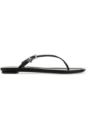 Prada Black Leather Thong Slippers