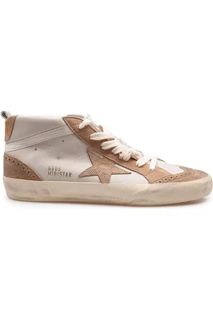 Golden Goose Mid Star Sneakers In Leather And Suede Color Grey/light Brown