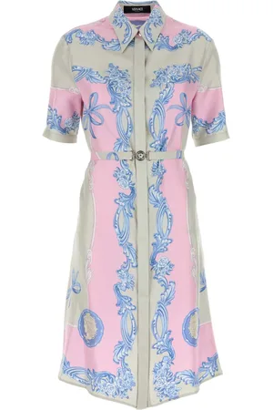 VERSACE Printed Silk Shirt Dress
