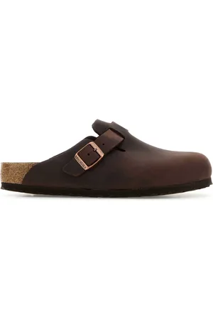 Birkenstock Brown Leather Boston Slippers