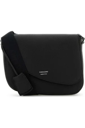 Salvatore Ferragamo Black Leather Fiamma Crossbody Bag