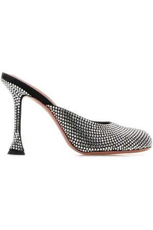 Amina Muaddi Embellished Satin Iris Mules