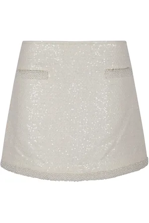 Self-Portrait Boucle Pearl Trim Mini Skirt