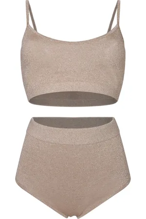 FEDERICA TOSI Set Knit Gold- Top And Trousers Sand Color