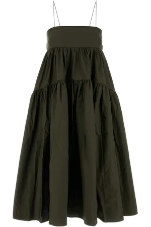 Cecilie Bahnsen Bottle Green Poplin Dress