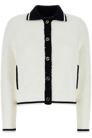 Gucci White Stretch Cotton Blend Cardigan