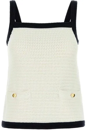 Gucci White Stretch Crochet Tank Top