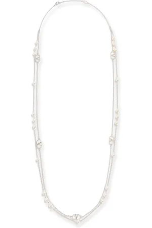 VALENTINO GARAVANI Vlogo Signature Metal Necklace With Pearls