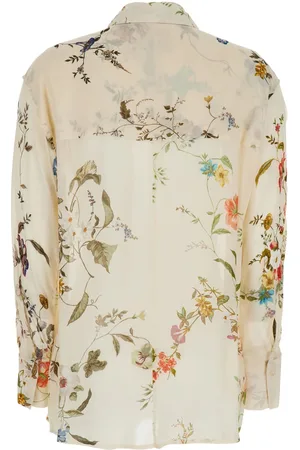 SEMICOUTURE Multcolor Shirt With Classic Collar And All-over Floral Print In Viscose Woman