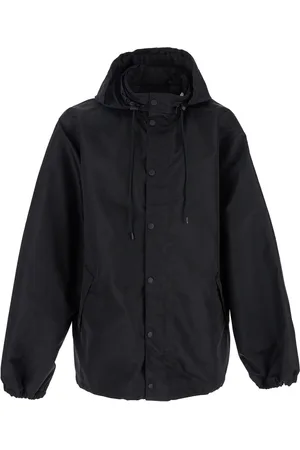 Balenciaga Jacket With Drawstring Hood And Maxi Logo Lettering Print On The Rear In Tech Fabric Man