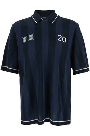 Jacquemus Le Polo Liga Shirt With Maxi Rear Print And All-over Striped Motif In Cotton Man