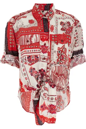 Marant Etoile Nath Shirt With Tie-down Bottom And All-over Printed Motif In Cotton Woman