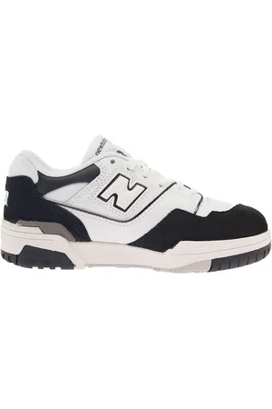New Balance 550 White And Black Sneakers With Side Logo And Suede Inserts In Leather Boy