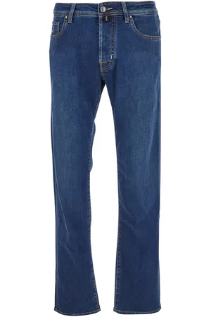 Jacob Cohen Blue Jeans With Belt Loops And Logo Patch On The Rear In Denim Stretch Man