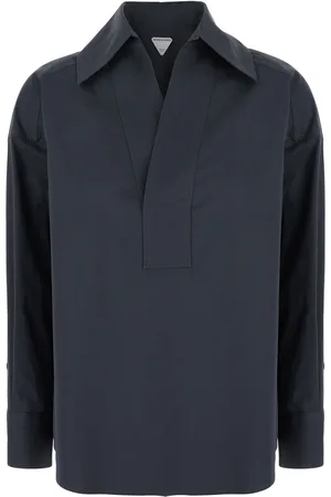 Bottega Veneta Shirt With Deep Neckline On The Front And Long Sleeves In Cotton Poplin Woman