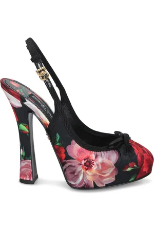Dolce & Gabbana Vally Platform Slingbacks In Printed Satin